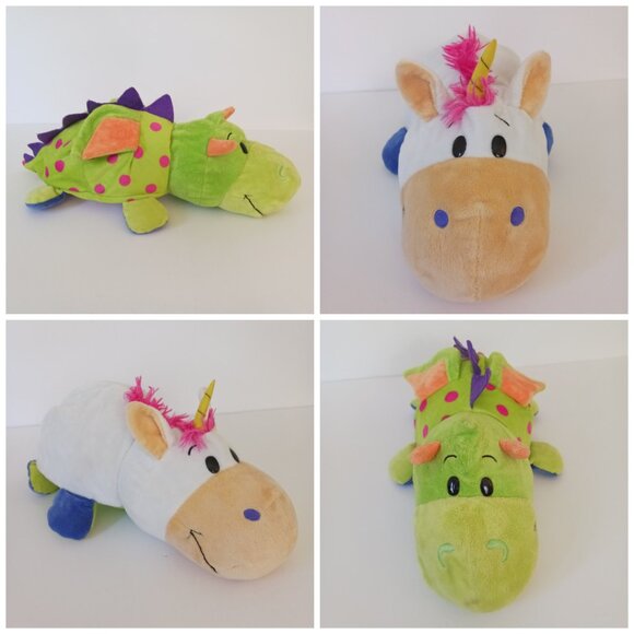 Flip A Zoo Imogen Dragon Persephone Unicorn Plush Stuffed Animal Toy Reversible - Picture 1 of 10